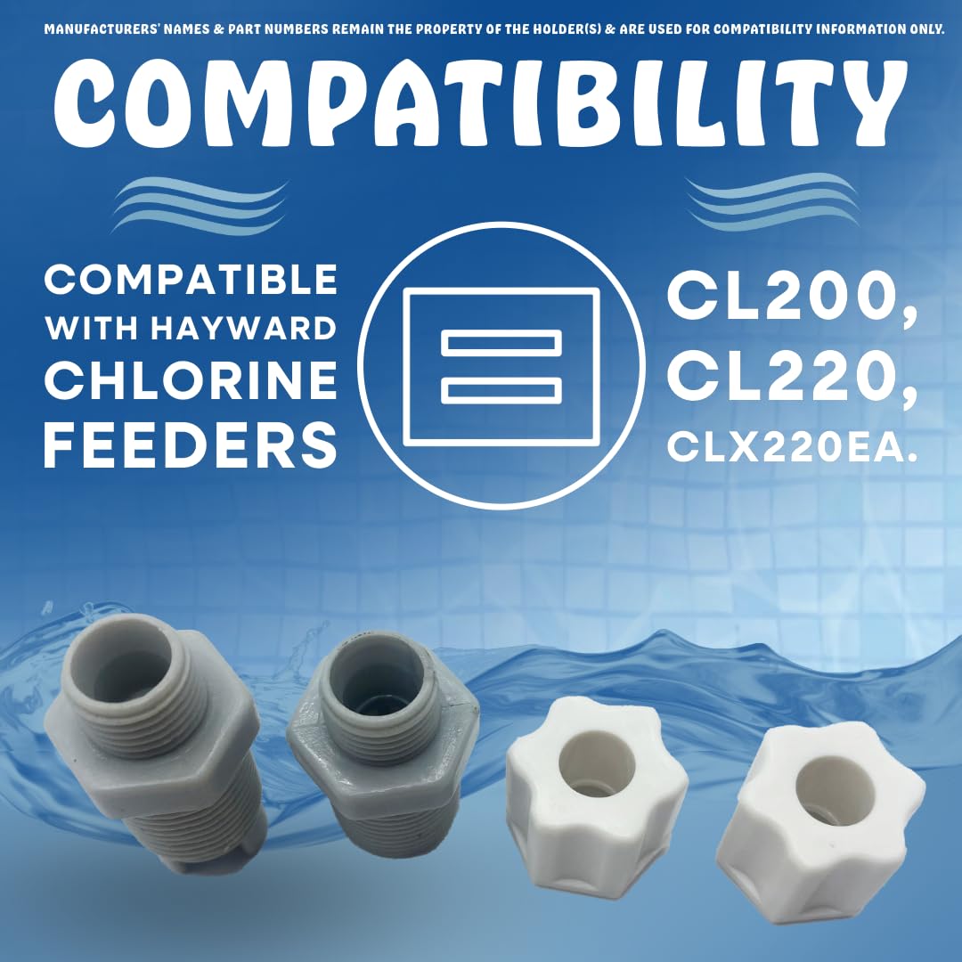 Poolzilla Feeder Check Valve and Inlet Fitting Assembly - Compatible with Hayward CLX220EA, CL200, CL220 Feeders