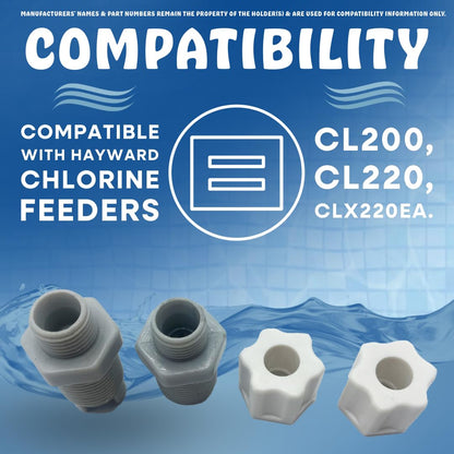 Poolzilla Feeder Check Valve and Inlet Fitting Assembly - Compatible with Hayward CLX220EA, CL200, CL220 Feeders