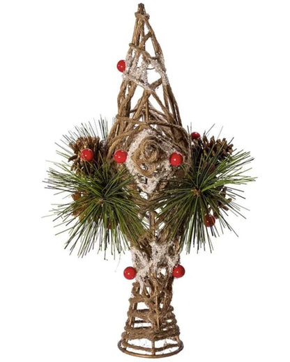 Kurt Adler 11-Inch Natural Star with Pinecones Treetop