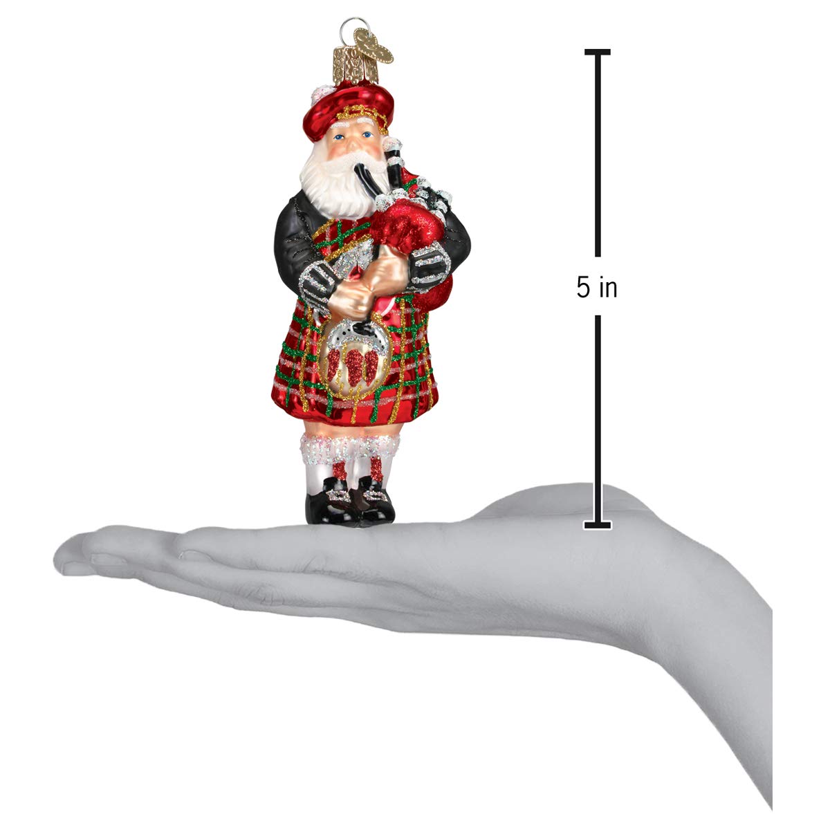 Old World Christmas Ornaments: Assortment of Santas Glass Blown Ornaments for Christmas Tree, Highland Santa 5 Inches