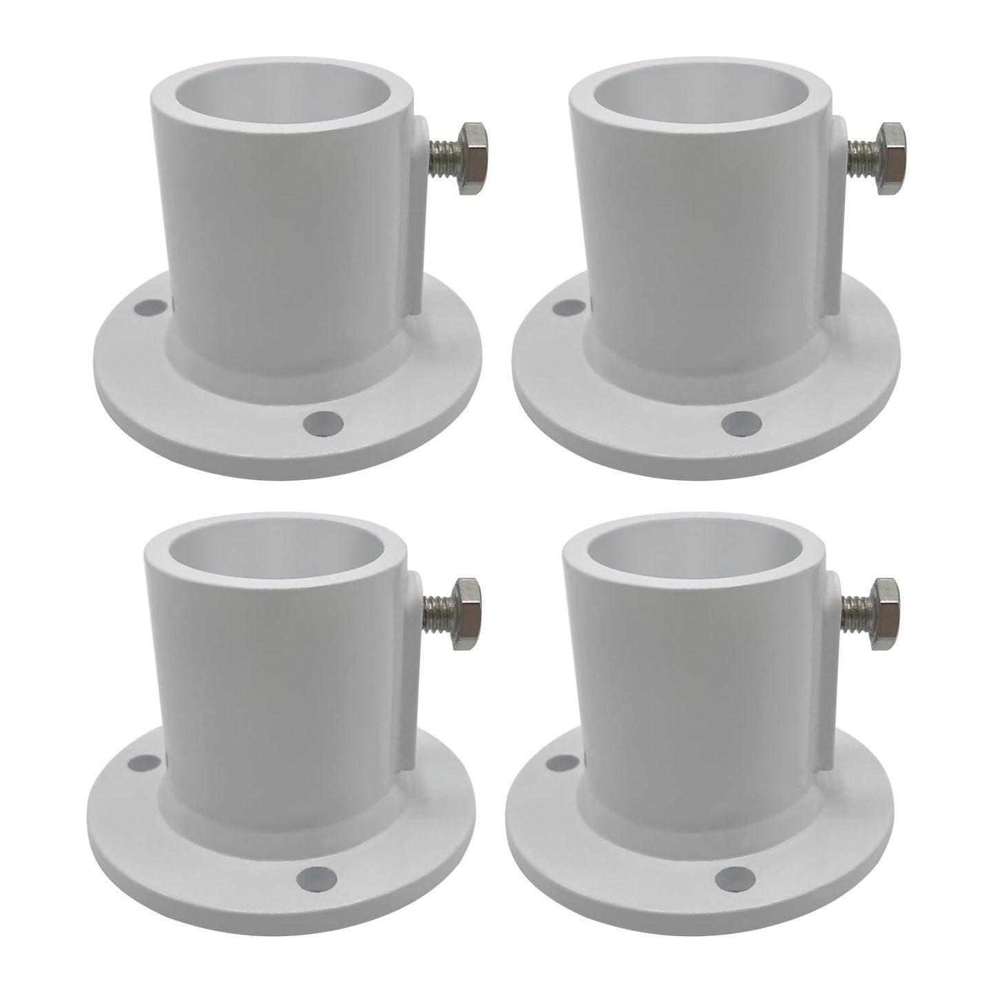 Poolzilla Deck Anchor Flange, High Grade Cast Aluminum in Matte White, Diameter: 1 1/2"