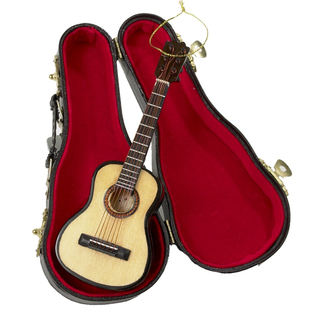 Kurt Adler J4544 5.52" Wood Pearlized Guitar Ornament