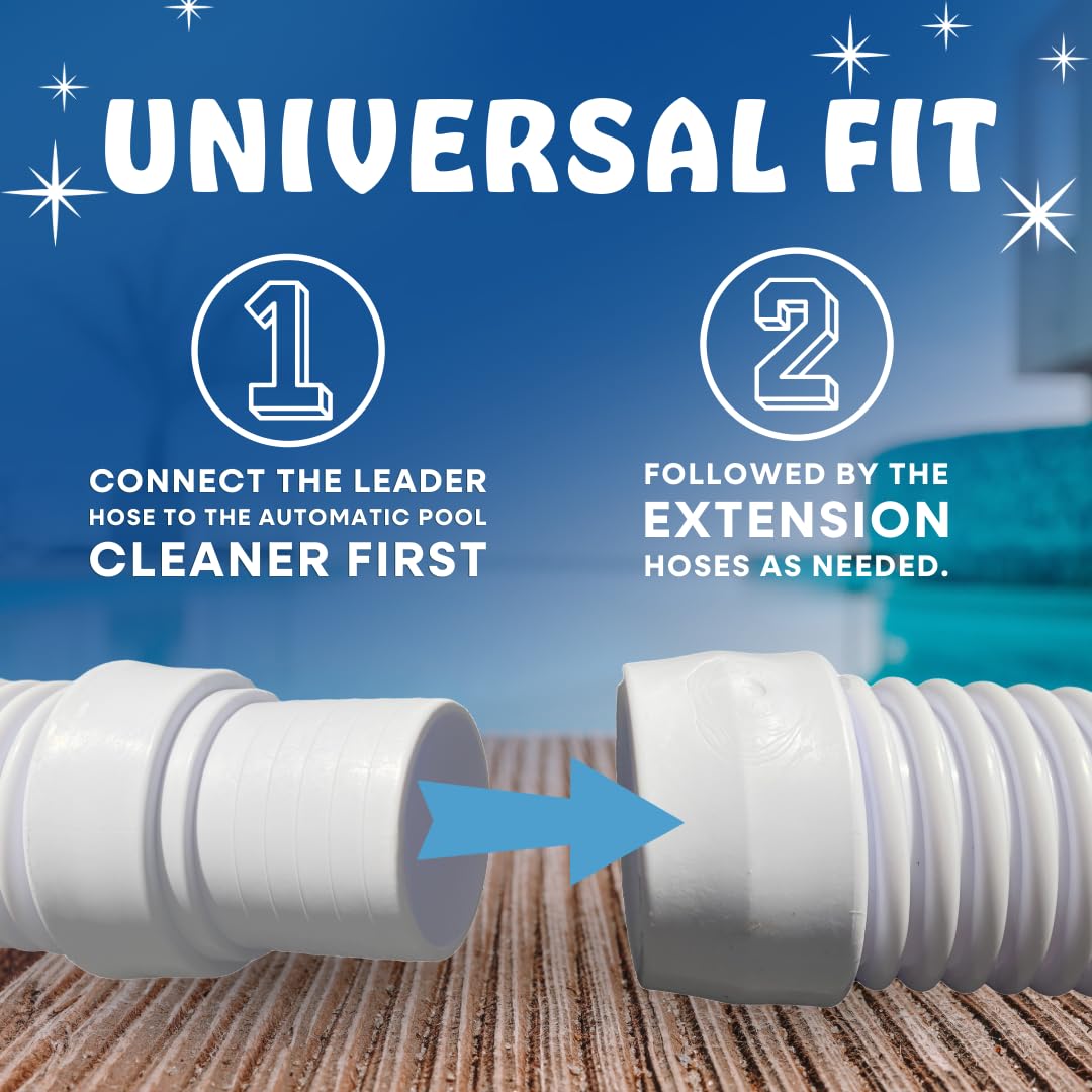 Poolzilla (8 Pack) 3’ FT Vacuum Cleaner Extension Hoses - 1.5’’ Replacement Premium Pool Vac Hoses