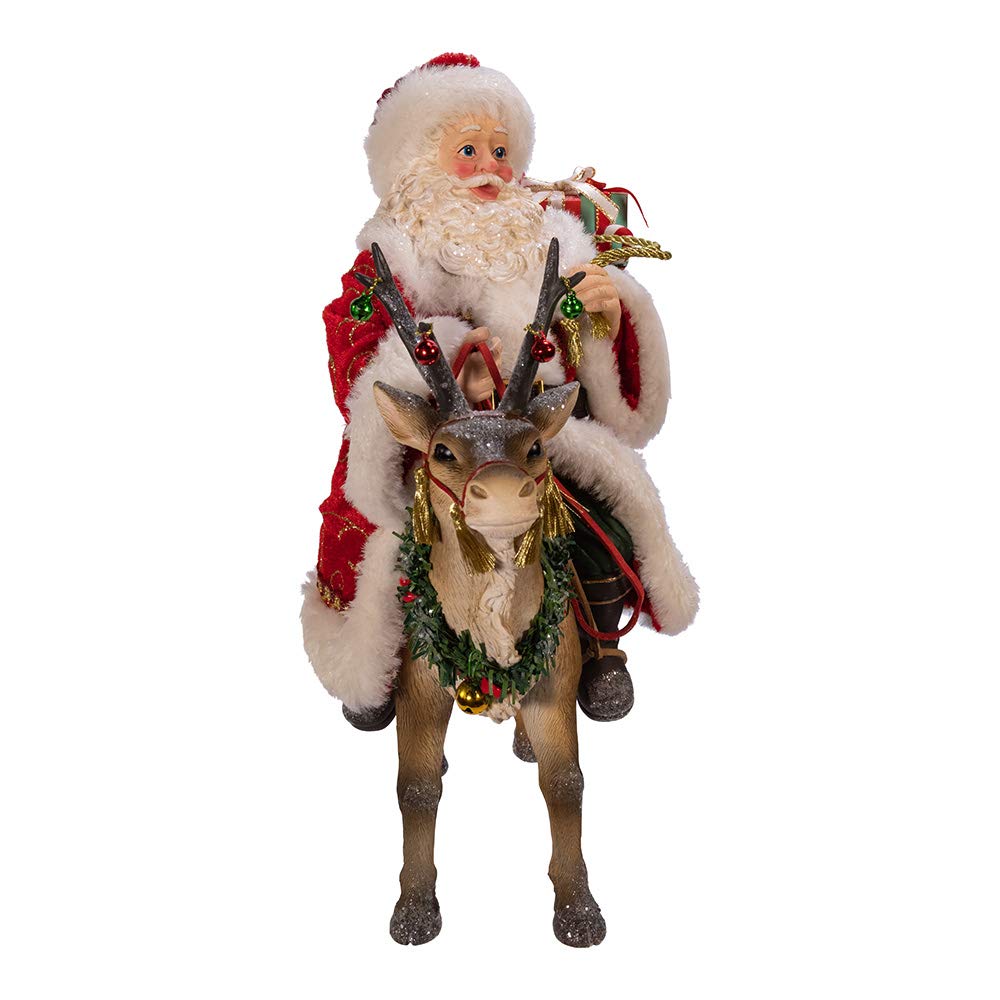 Kurt Adler 11.5-Inch Fabrich‚? Santa on Reindeer
