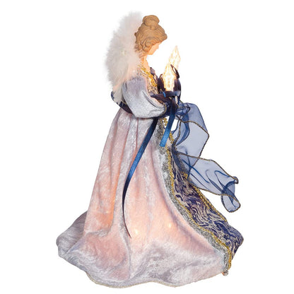 12-Inch UL 10-Light Delft Blue with Gold Angel Tree Topper