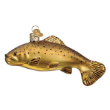 Old World Christmas Brown Trout Glass Blown Ornament for Christmas Tree, Handcrafted Holiday Decoration, Lake Fish Collection
