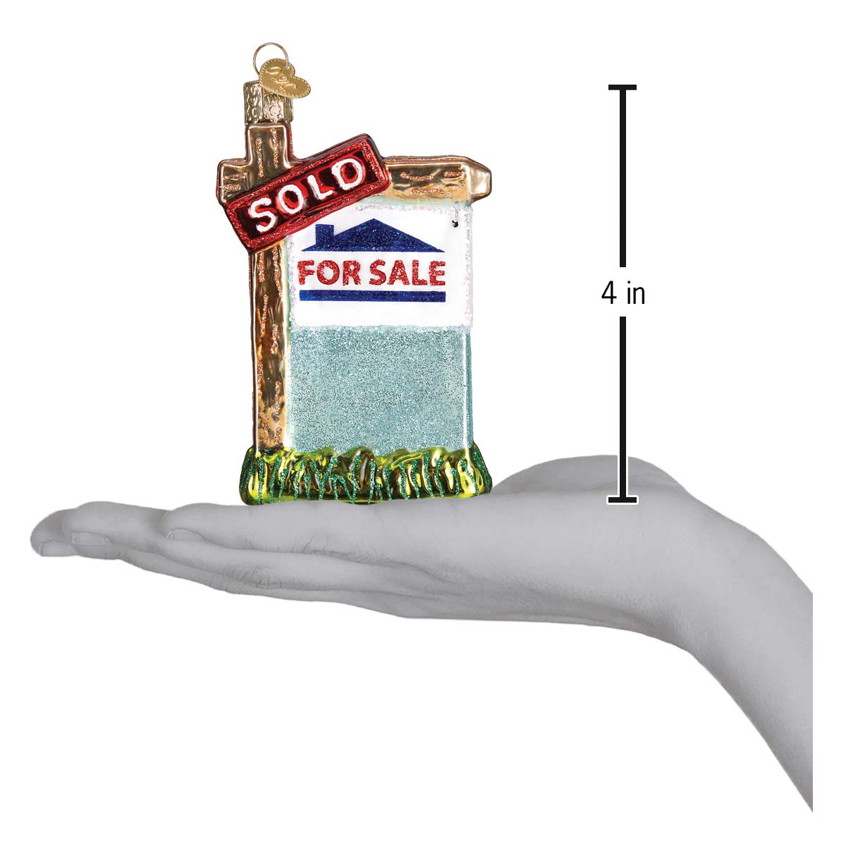 Old World Christmas Glass Blown Ornament Realty Sign (36203)