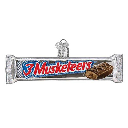 Old World Christmas 3 Musketeers Candy Bar Glass Blown Ornament for Christmas Tree, Handcrafted Holiday Decoration, Candy Brand Collection