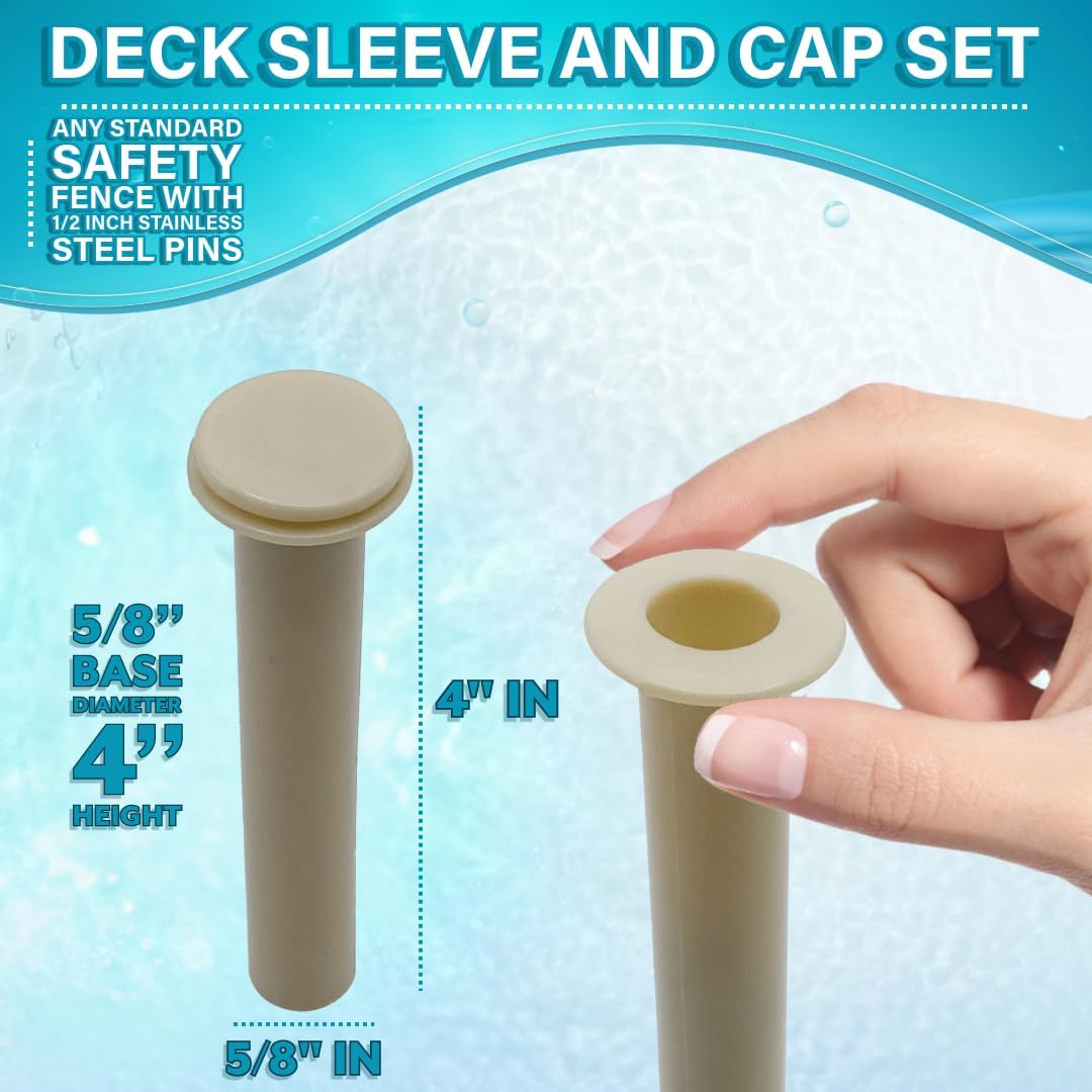 Poolzilla Tan Sleeve and Cap Set for Pool Safety Fence