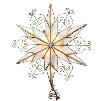 Kurt Adler UL3110 10-Light 6-Point Capiz Star Treetop With Scroll Design