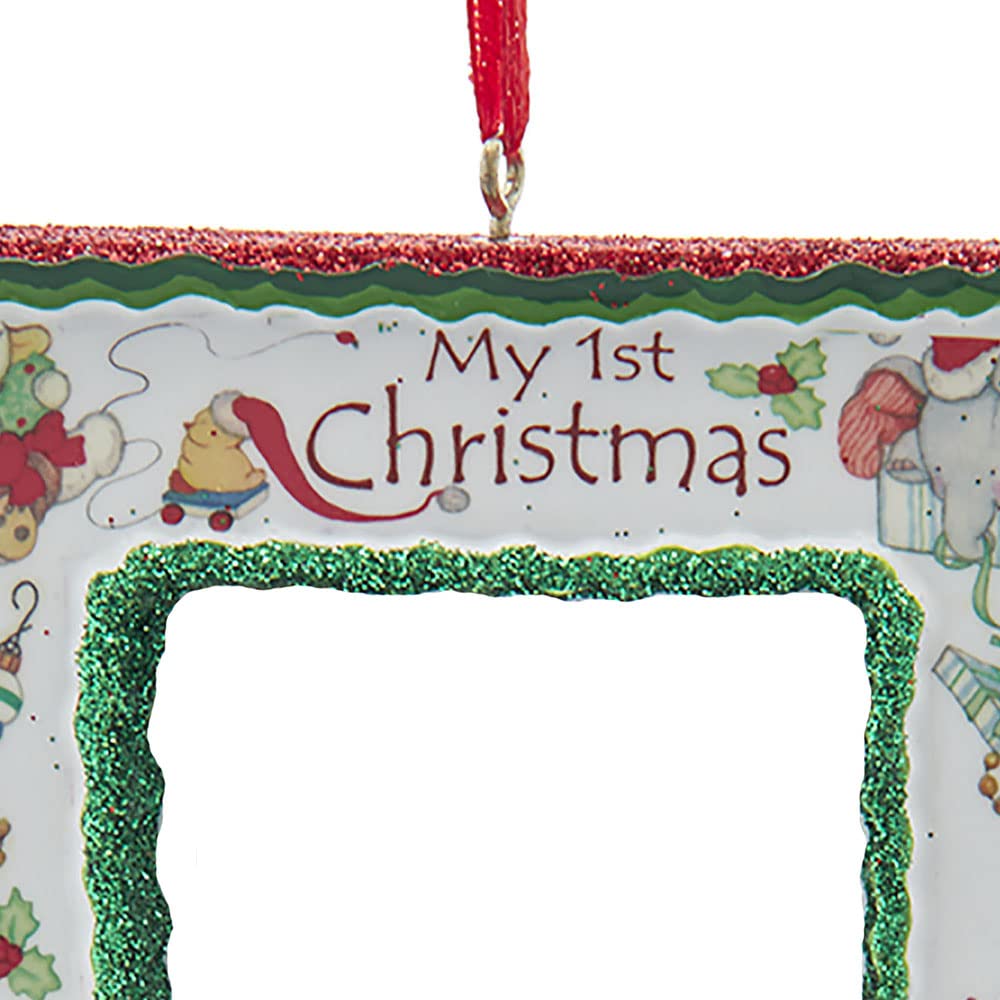 Kurt Adler My 1st Christmas Photo Frame Ornament, 4.25-inch, Multicolor