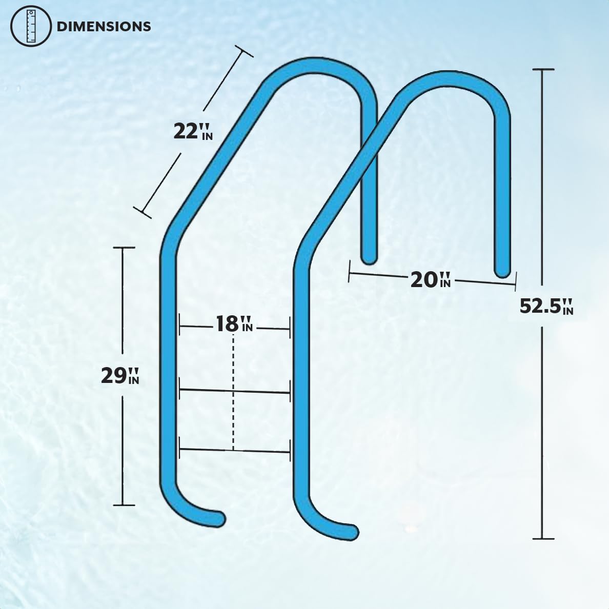 Poolzilla Salt-Friendly Stainless Steel Ladder for In-Ground Swimming Pools