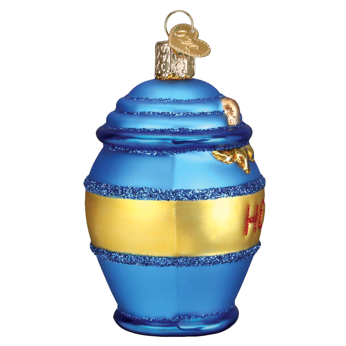 Old World Christmas Honey Pot Glass Blown Ornament for Christmas Tree, Handcrafted Holiday Decoration, Bee Collection