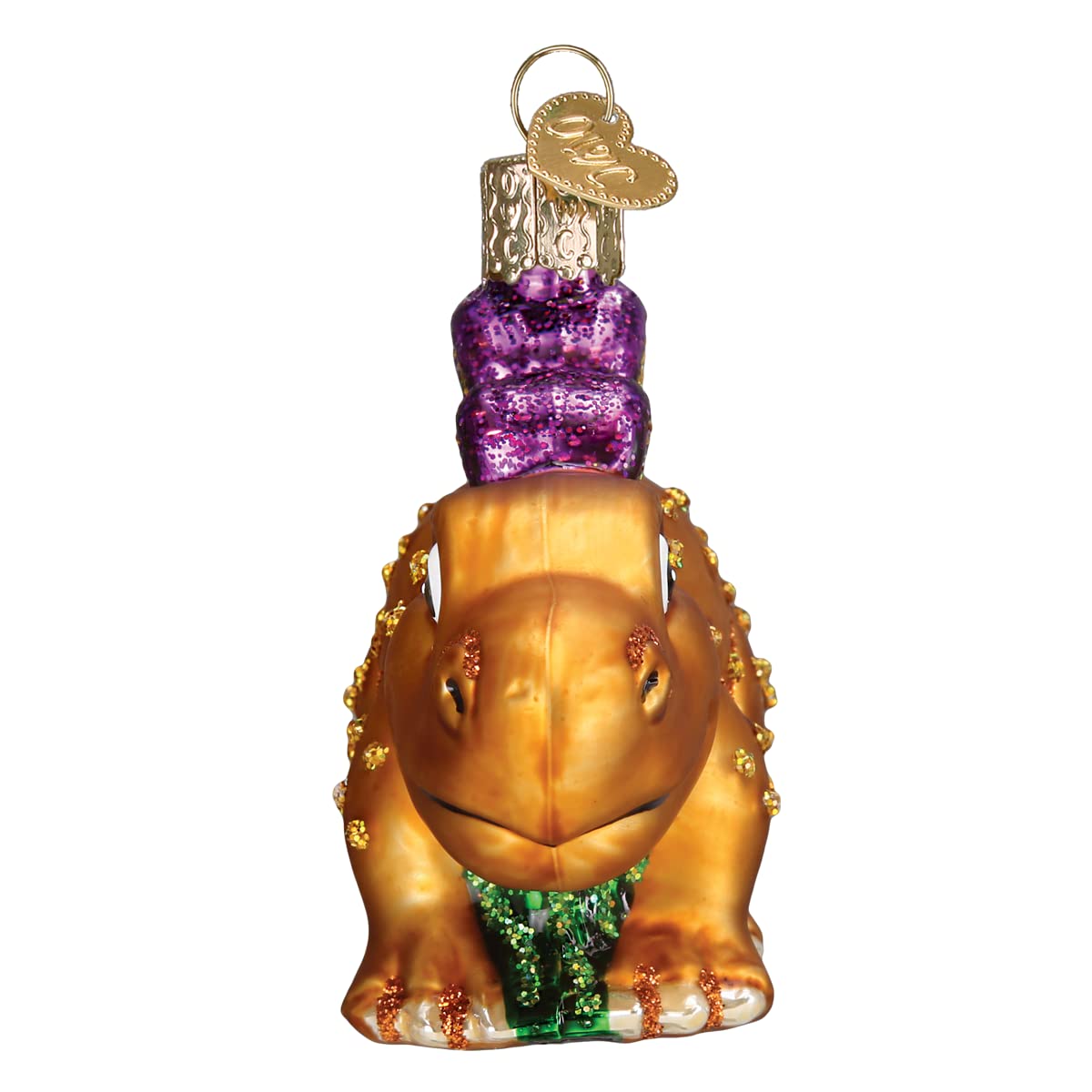 Old World Christmas A-Roarable Stegosaurus Glass Blown Ornament for Christmas Tree, Handcrafted Holiday Decoration, Dino Collection