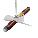 Noble Gems Kurt Adler 5-Inch Glass Cigar with Bow Ornament for Christmas