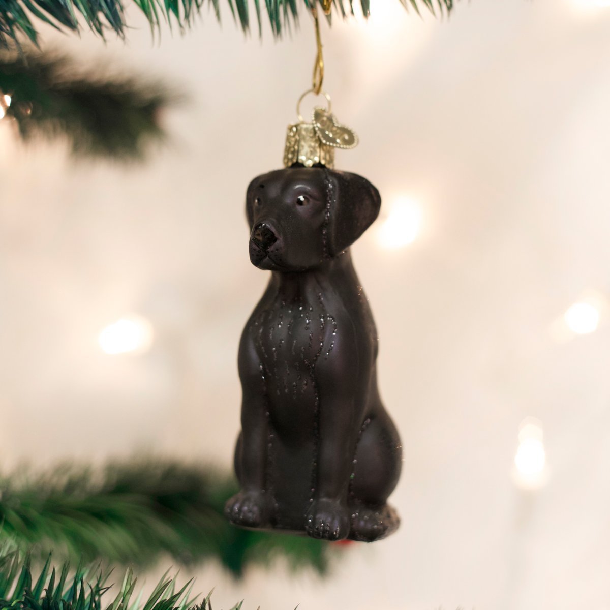 Old World Christmas Black Labrador Dog Collection Glass Blown Ornaments for Christmas Tree 3.75 x 1.5