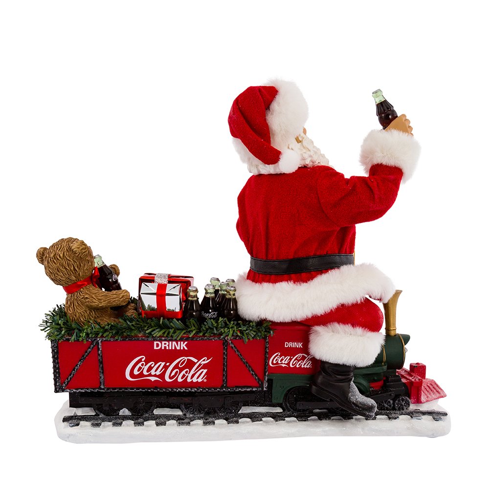 Kurt Adler 13.25 Inch Coca-Cola Battery-Operated Santa Train with LED Garland, Red, CC5171