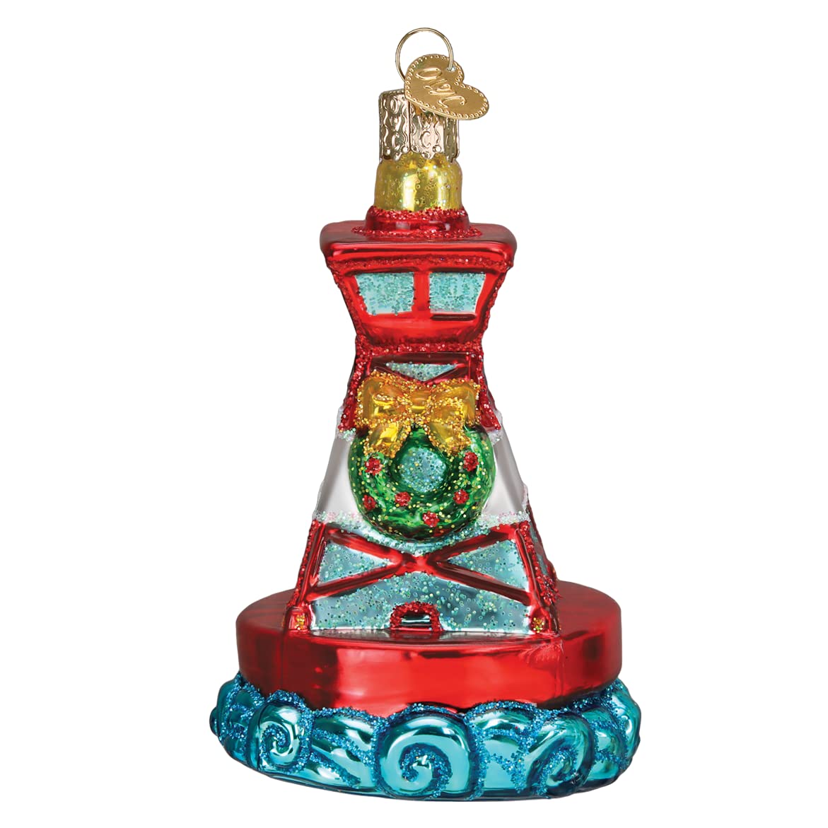 Old World Christmas Holiday Buoy Glass Blown Ornament for Christmas Tree, Handcrafted Holiday Decoration, Nautical Collection
