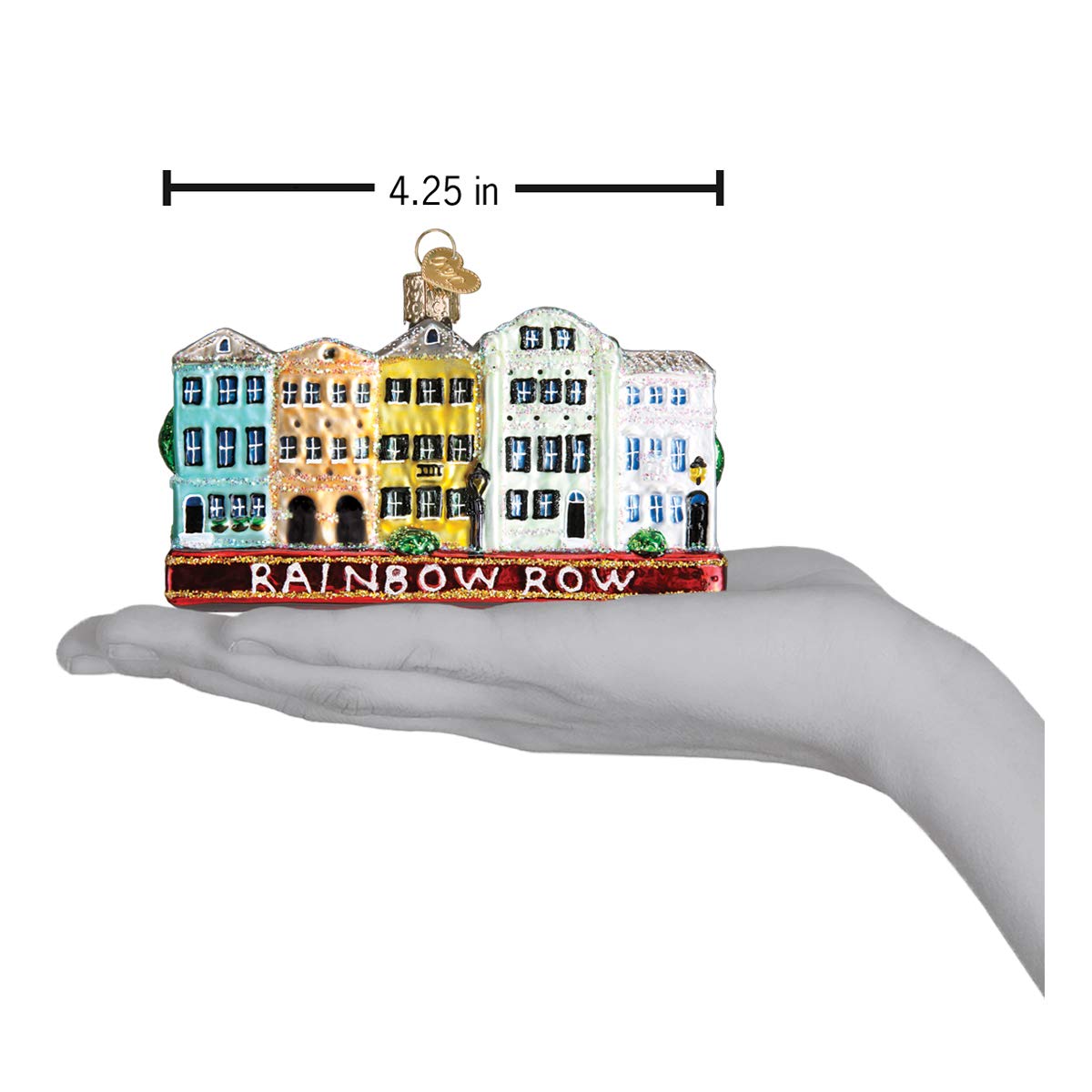 Old World Christmas Glass Blown Ornament Rainbow Row (20100)