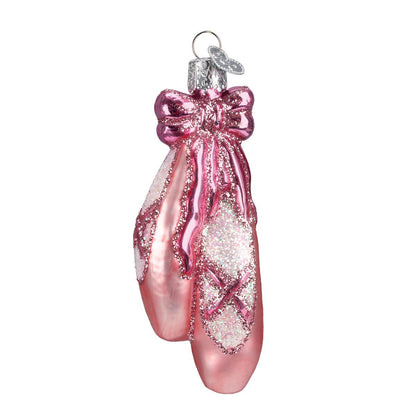 Old World Christmas Ballet Toe Dancing Shoes Glass Blown Ornament for Christmas Tree, Handcrafted Holiday Decoration, Sport Collection