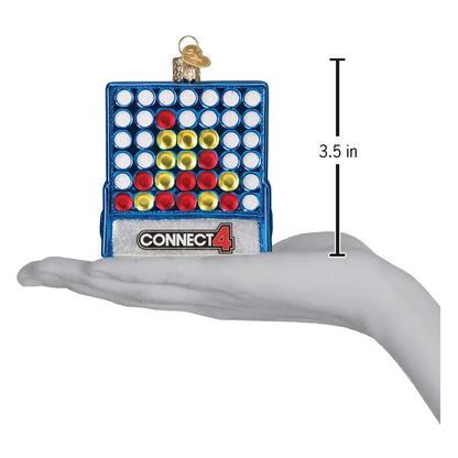 Old World Christmas Connect 4 Glass Blown Ornament for Christmas Tree, Handcrafted Holiday Decoration, Hasbro Games Collection