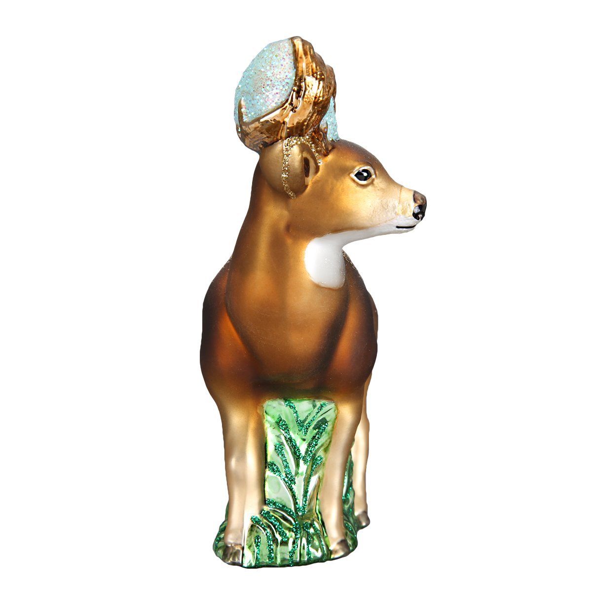Old World Christmas Whitetail Deer Glass Blown Ornament for Christmas Tree, Handcrafted Holiday Decoration, Wildlife Animal Collection