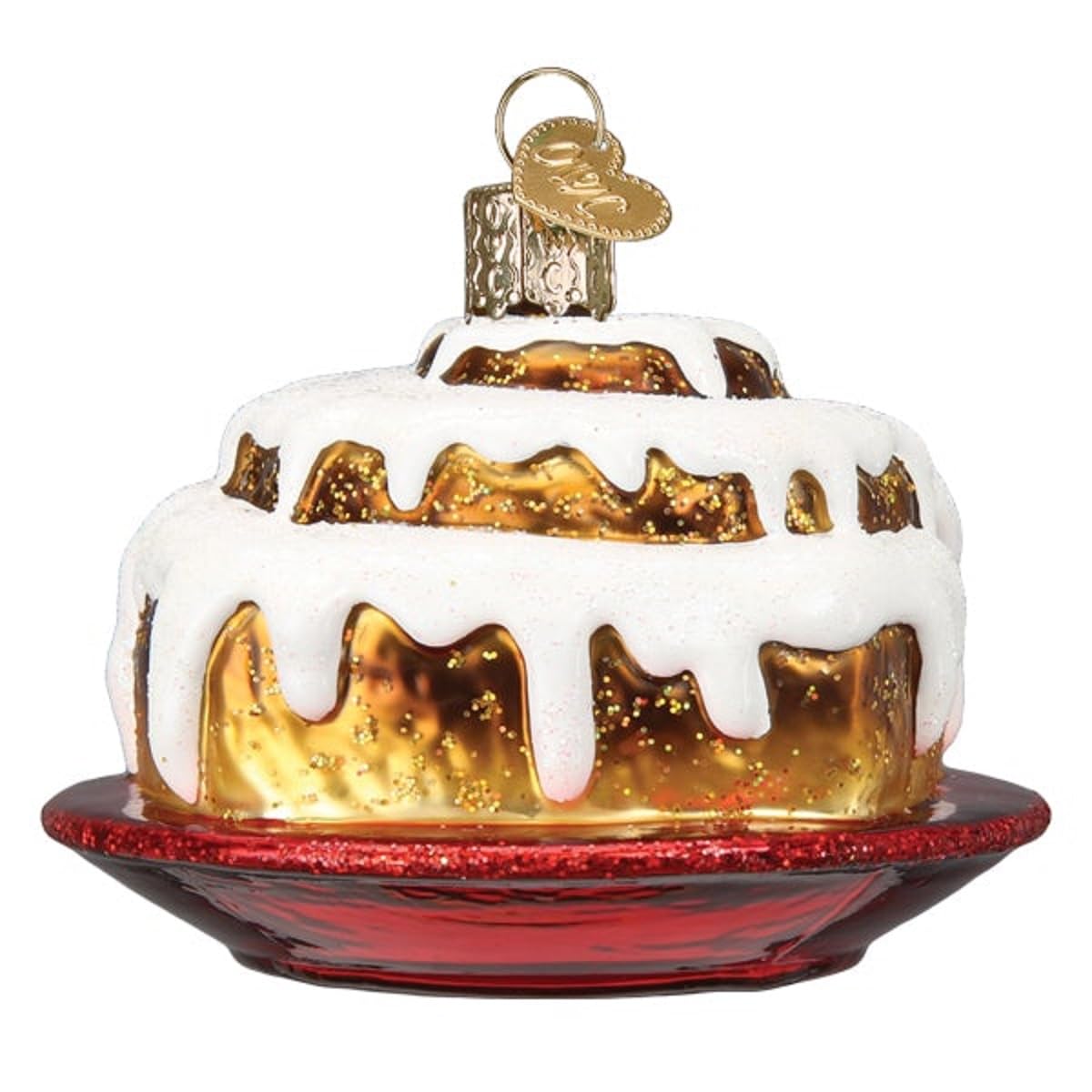 Old World Christmas Cinnamon Roll Glass Blown Ornament for Christmas Tree, Handcrafted Holiday Decoration, Dessert - Donut Collection