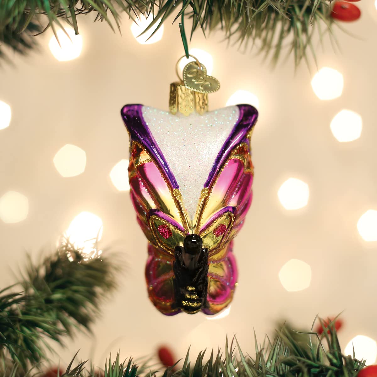 Old World Christmas Bright Butterfly Glass Blown Ornament for Christmas Tree