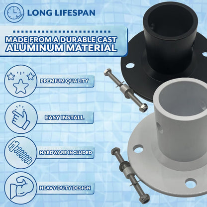 Poolzilla Deck Anchor Flange, High Grade Cast Aluminum in Matte Black, Diameter: 1 7/8"