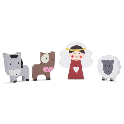 Kurt Adler 2-3-Inch Wooden Children's Nativity Set with Stable and 10 Figures