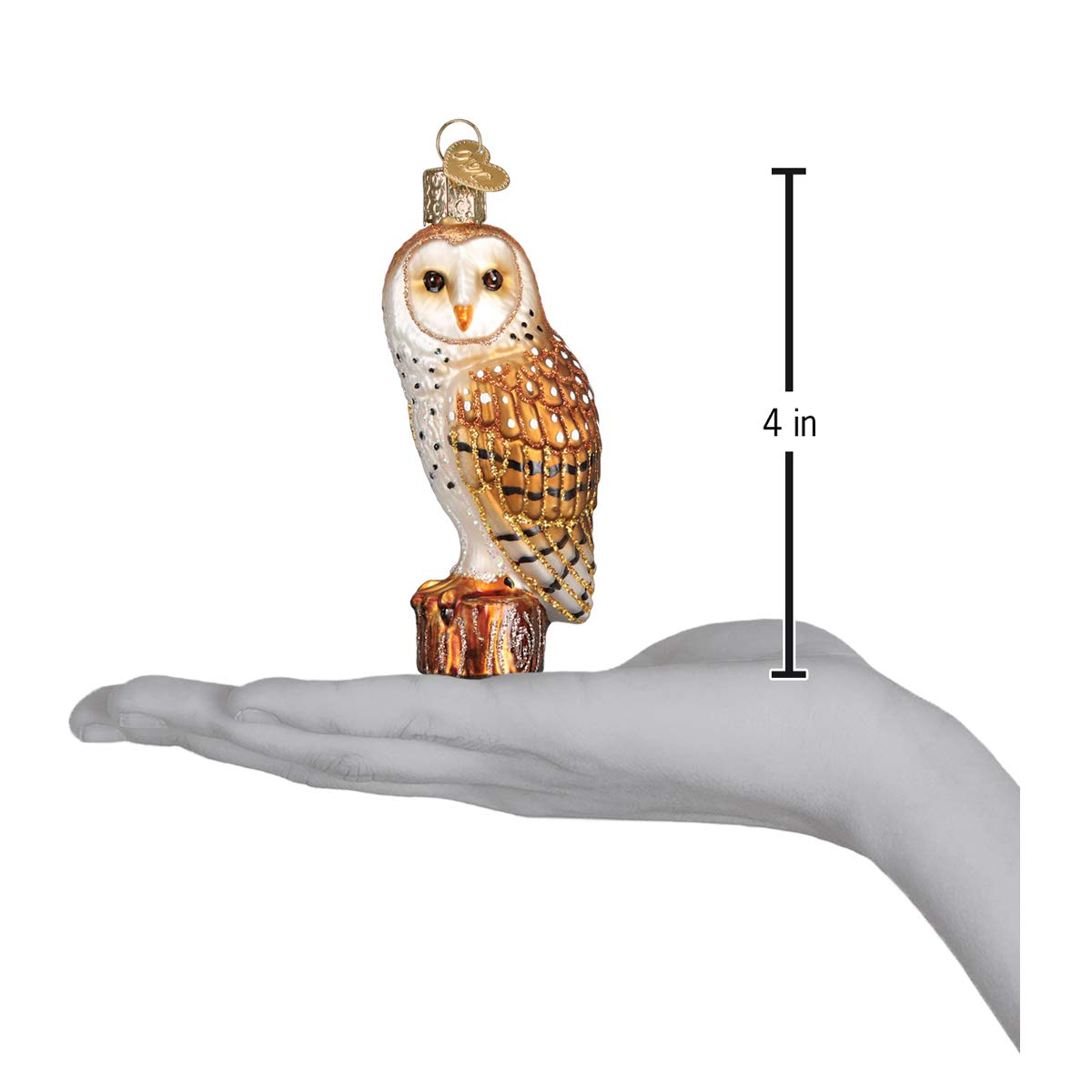 Old World Christmas Barn Owl Glass Blown Ornament for Christmas Tree, Handcrafted Holiday Decoration, Owl Collection