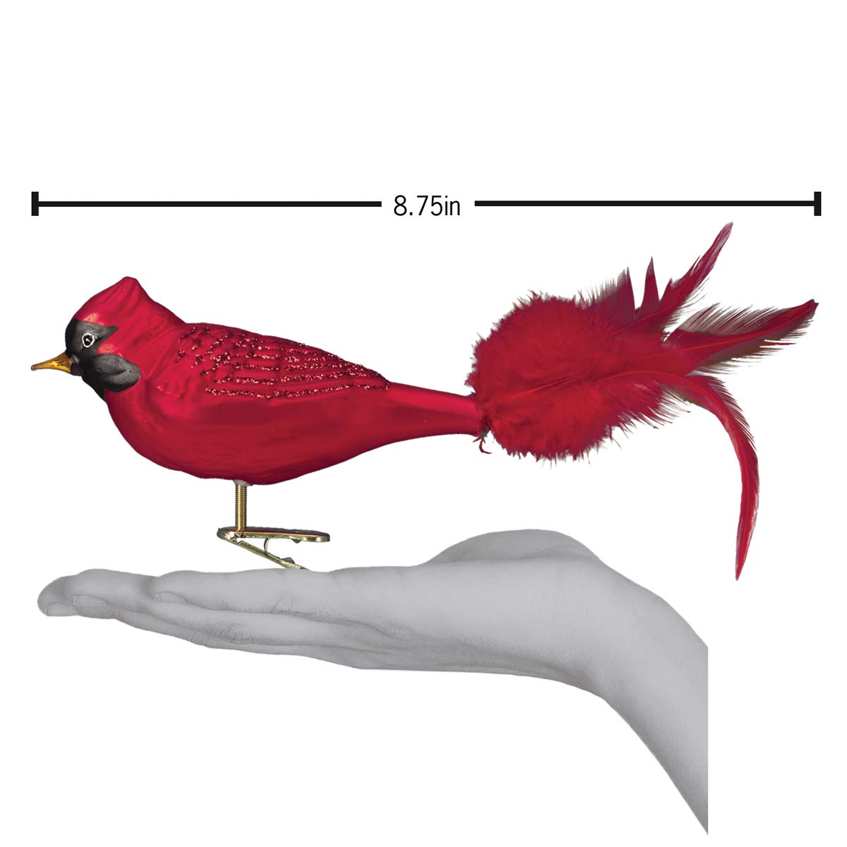 Old World Christmas Large Red Cardinal Glass Blown Ornament for Christmas Tree, Handcrafted Holiday Decoration, Bird Watcher Clip Collection