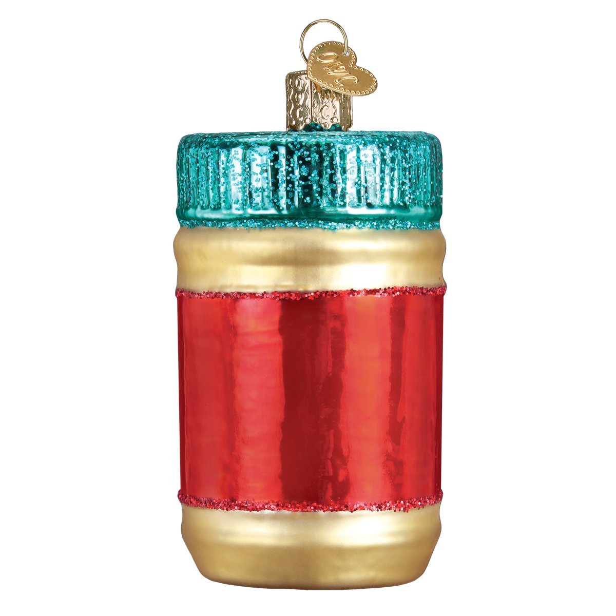 Old World Christmas Jar of Peanut Butter Glass Blown Ornament for Christmas Tree, Handcrafted Holiday Decoration, Food Collection