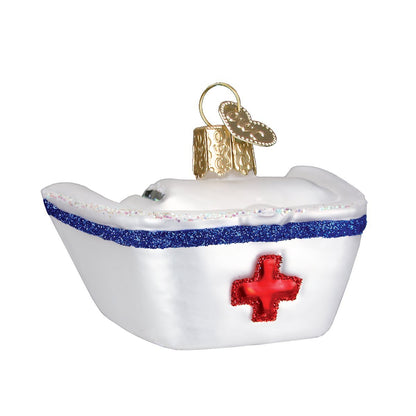 Old World Christmas Nurse's Cap Glass Blown Ornament for Christmas Tree, Handcrafted Holiday Decoration, Doctor Collection