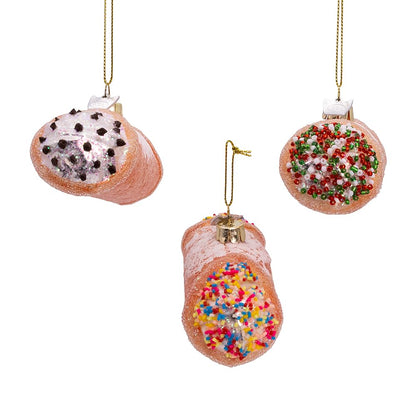 Kurt Adler 4.75-inch Noble Gems™ Glass Cannoli Ornaments