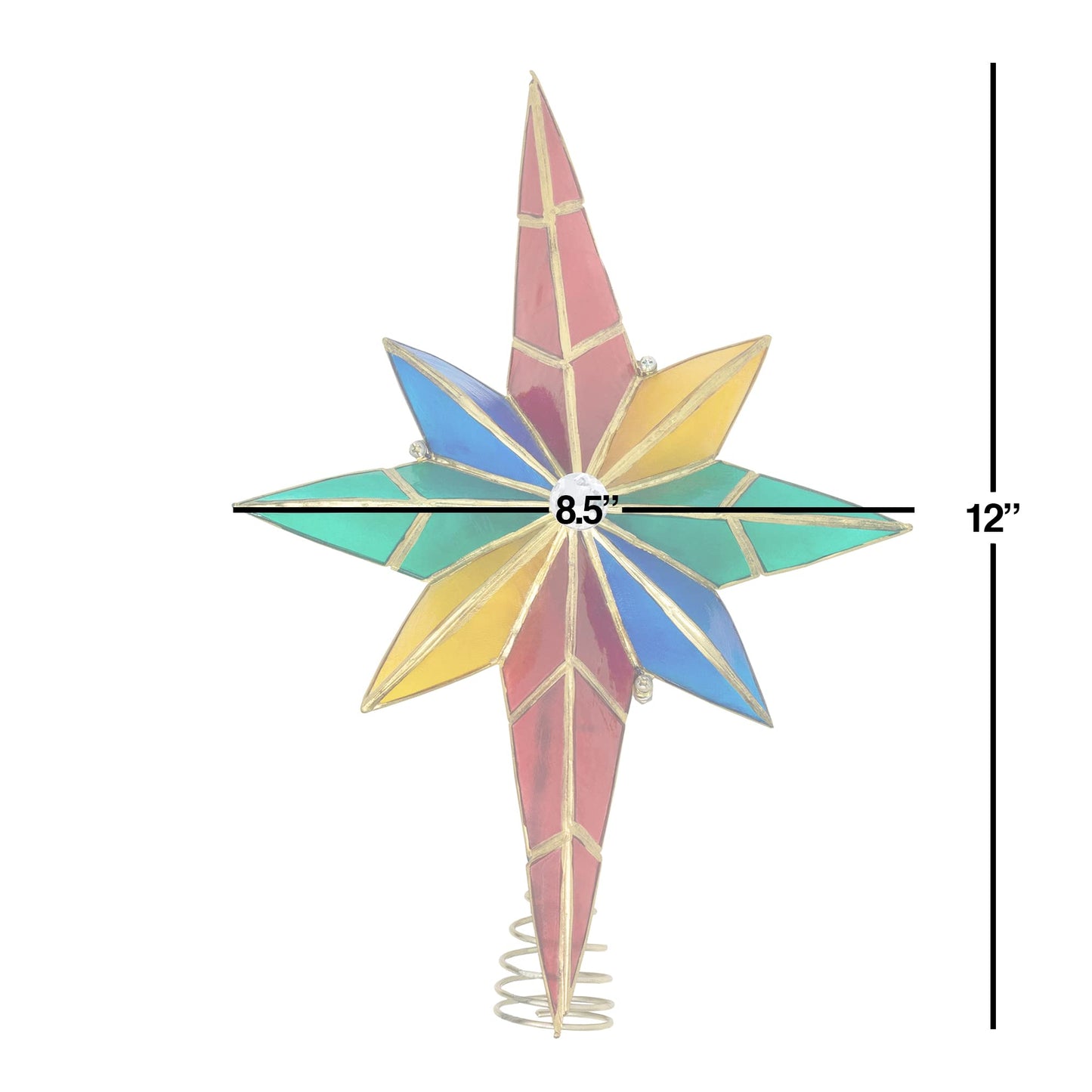 Kurt Adler 10-Light Multicolored Capiz Bethlehem Star Treetop with Gem Center