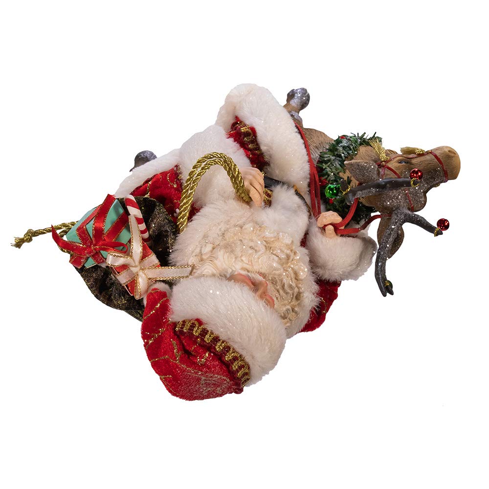 Kurt Adler 11.5-Inch Fabrich‚? Santa on Reindeer