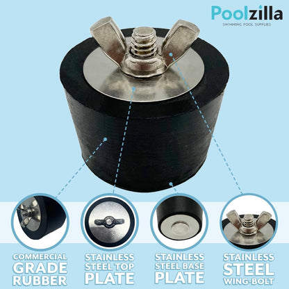 Poolzilla 2" Rubber Plug for Pool Closing, Return Line Skimmer Plug