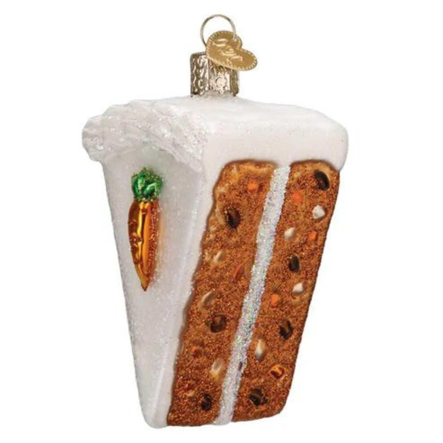 Old World Christmas Carrot Cake Glass Blown Ornament for Christmas Tree, Handcrafted Holiday Decoration, Dessert Collection