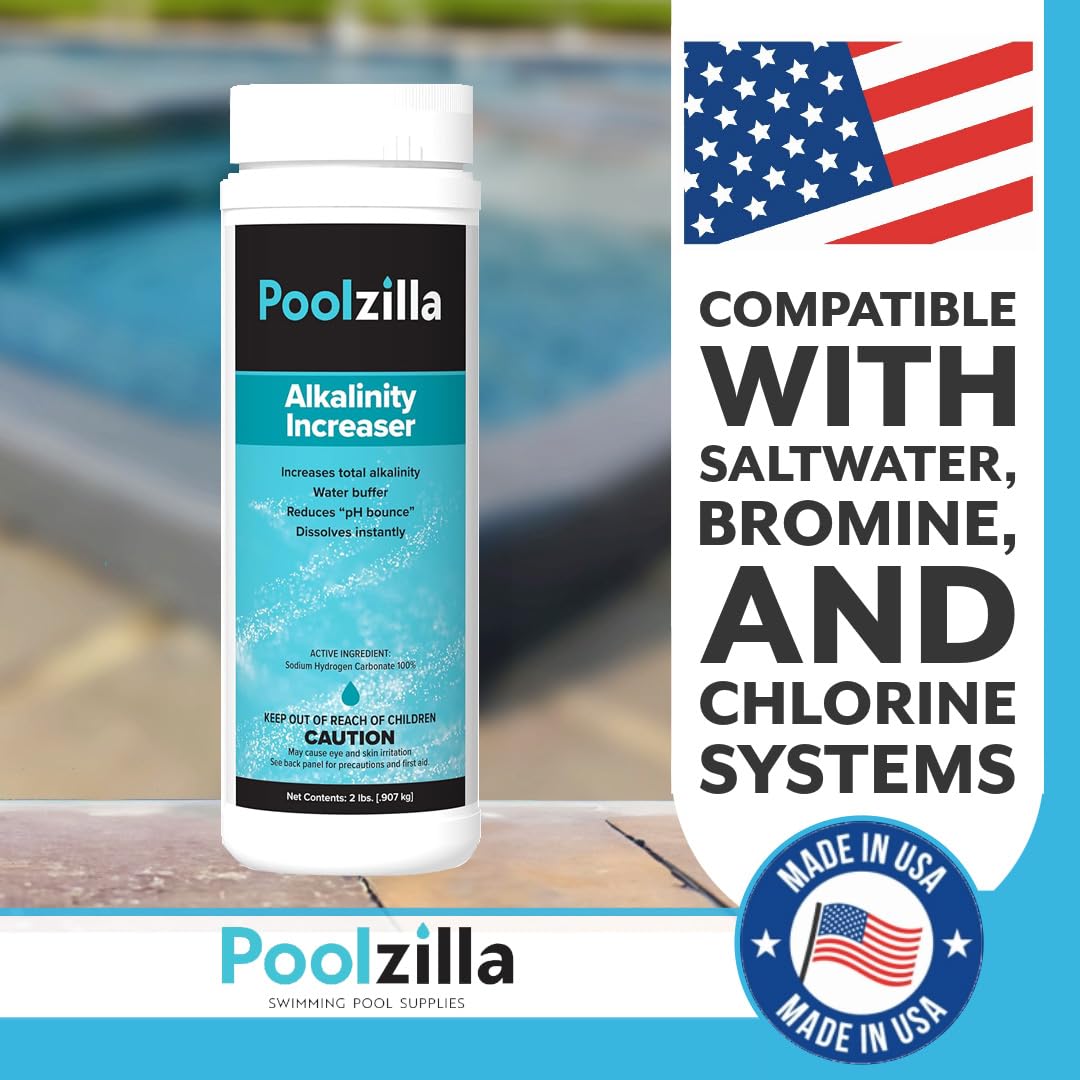 Poolzilla Pool Alkalinity Increaser (2 LBS) Restore pH Balance and Enhance Water Clarity