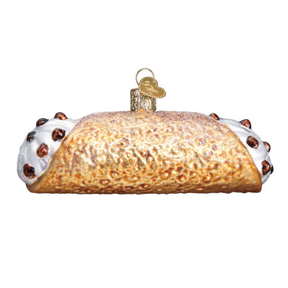 Old World Christmas Cannoli Glass Blown Ornament for Christmas Tree, Handcrafted Holiday Decoration, Dessert Collection
