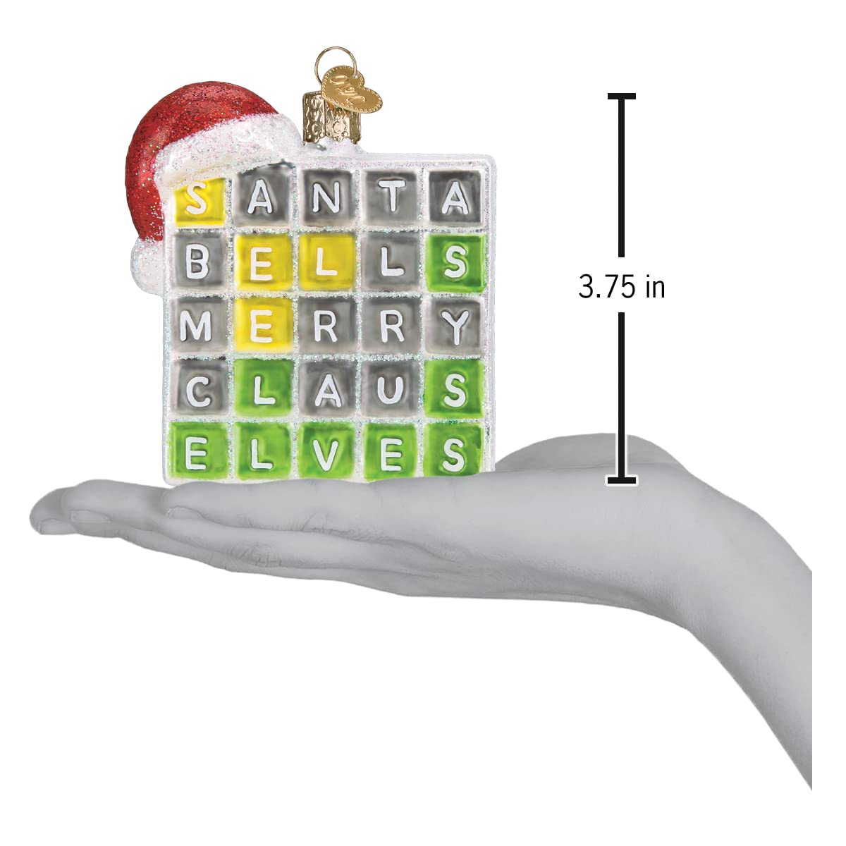 Old World Christmas Merry Words Glass Blown Ornament for Christmas Tree, Handcrafted Holiday Decoration, Holiday Collection