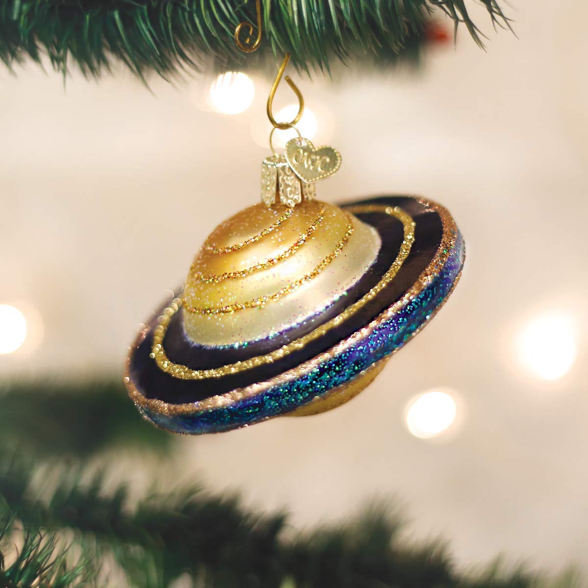 Old World Christmas Saturn Glass Blown Ornament for Christmas Tree, Handcrafted Holiday Decoration, Outer Space Collection