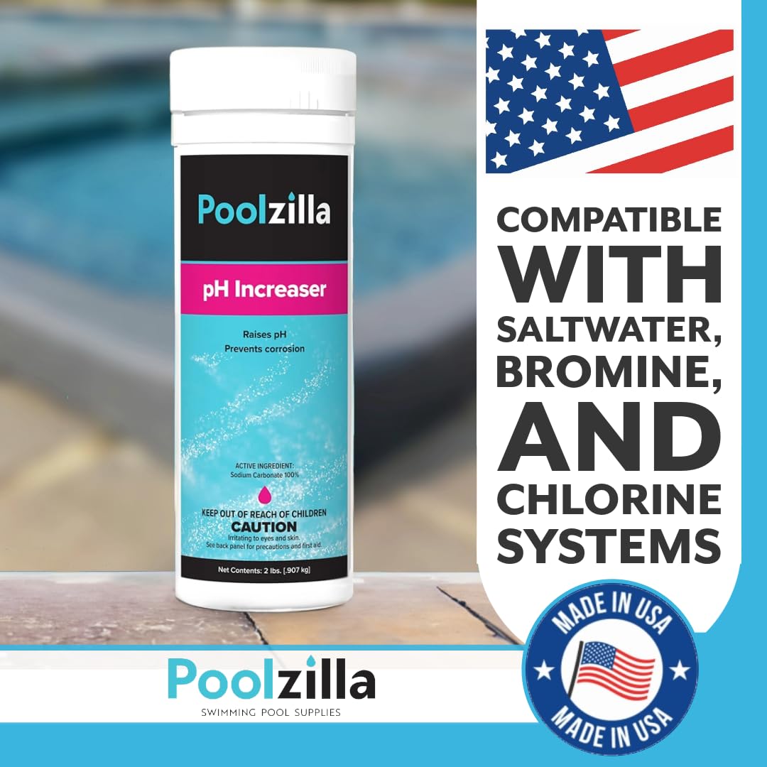 Poolzilla pH Increaser (2 LBS) Balance Pool pH Levels, Prevent Corrosion