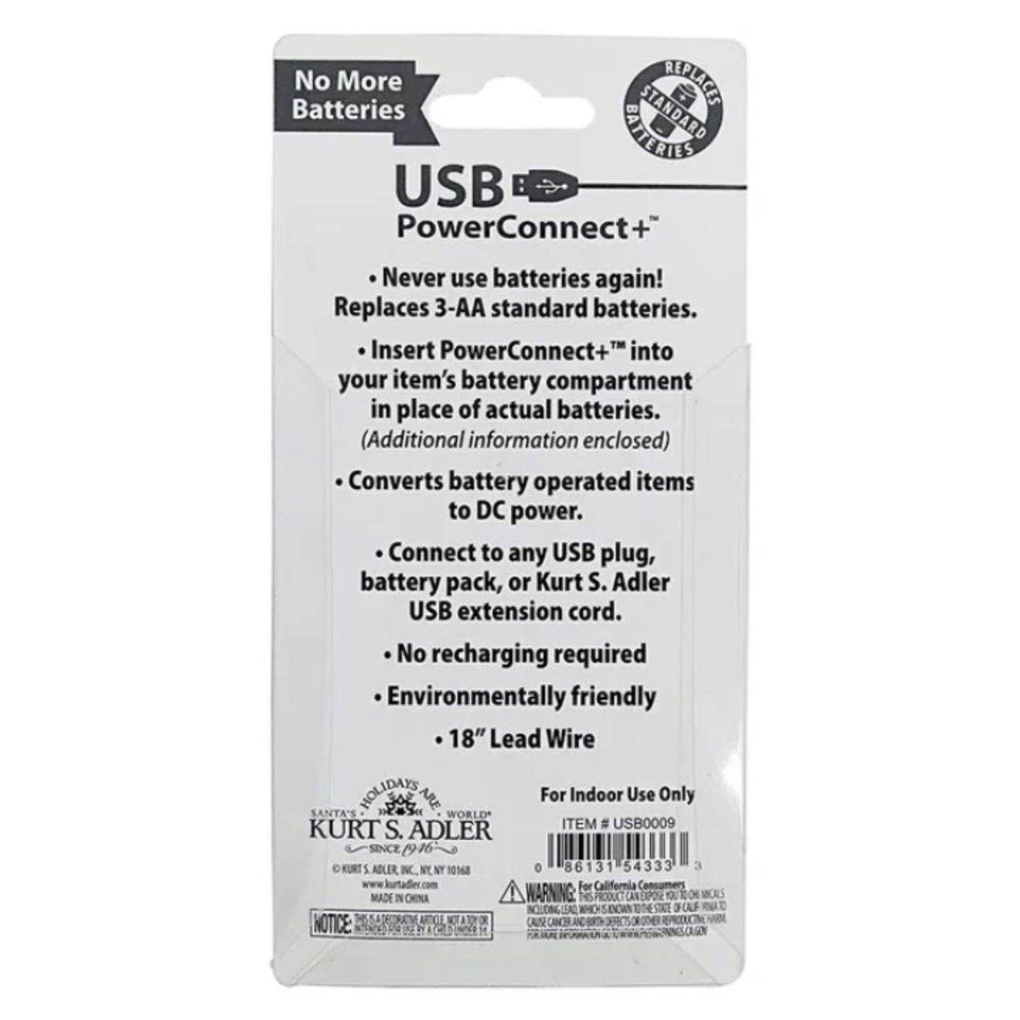 Kurt S. Adler 3-AA USB Power Connect and Converter
