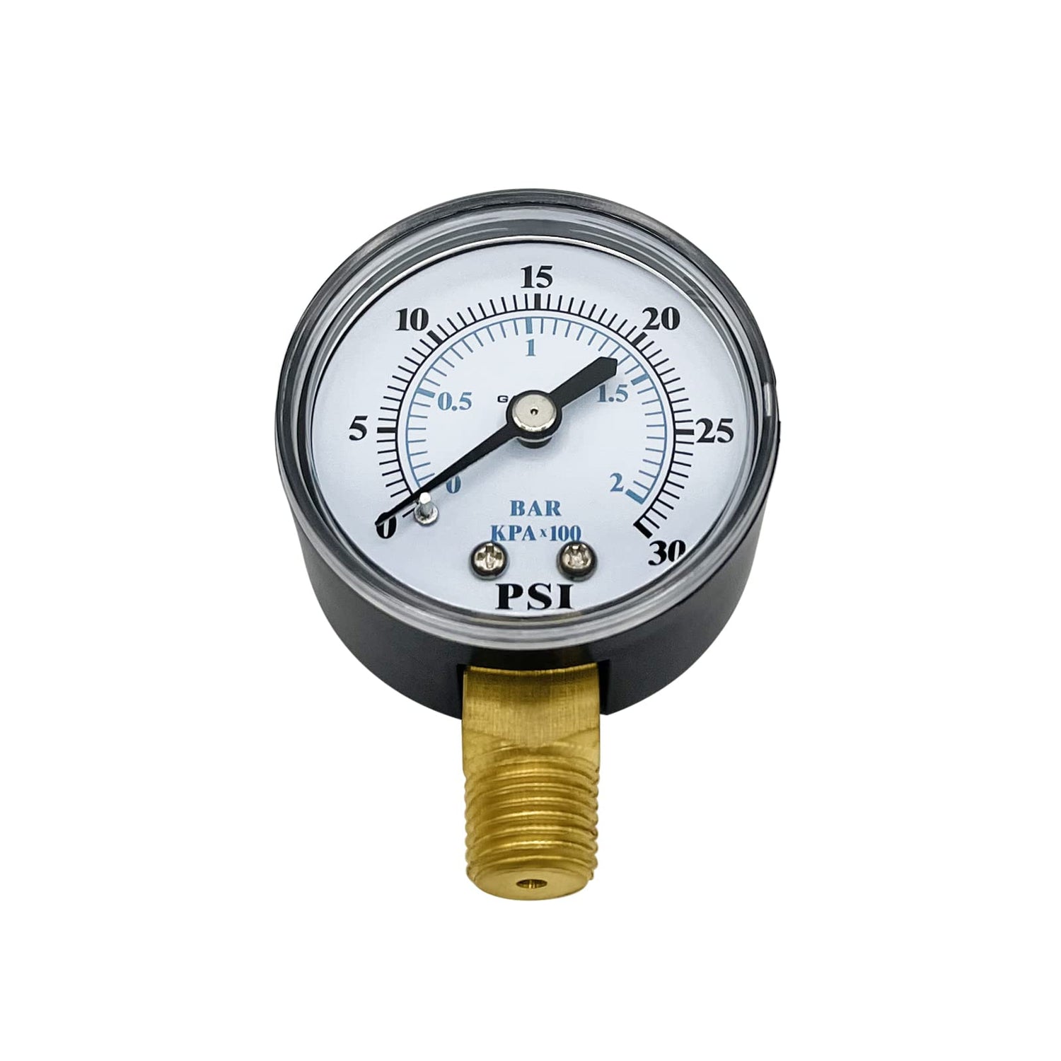 Poolzilla Pressure Gauge, ¼” NPT Thread, Measures from 0-30PSI/0-60PSI