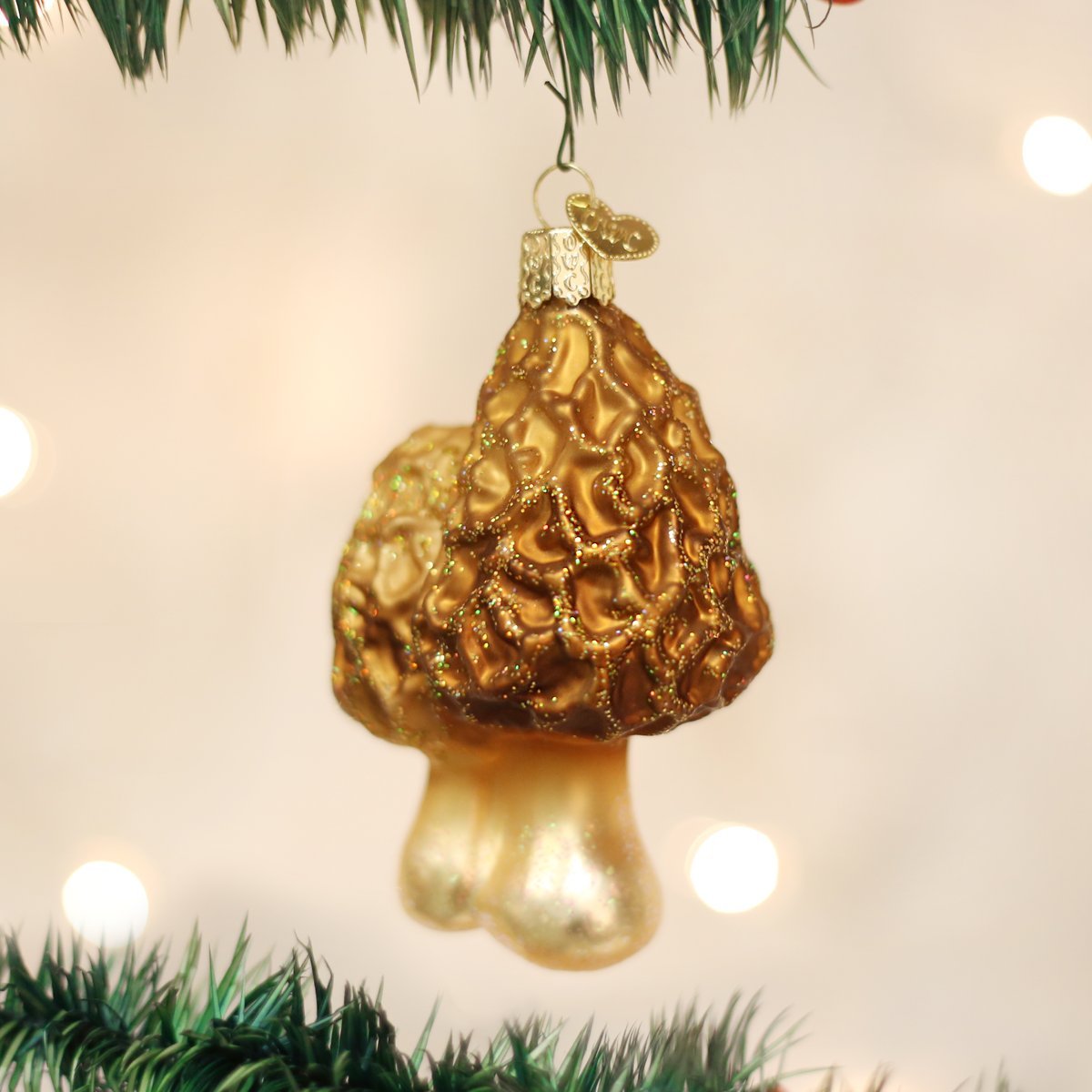 Old World Christmas Morel Mushrooms Glass Blown Ornament for Christmas Tree, Handcrafted Holiday Decoration, Vegetable Collection