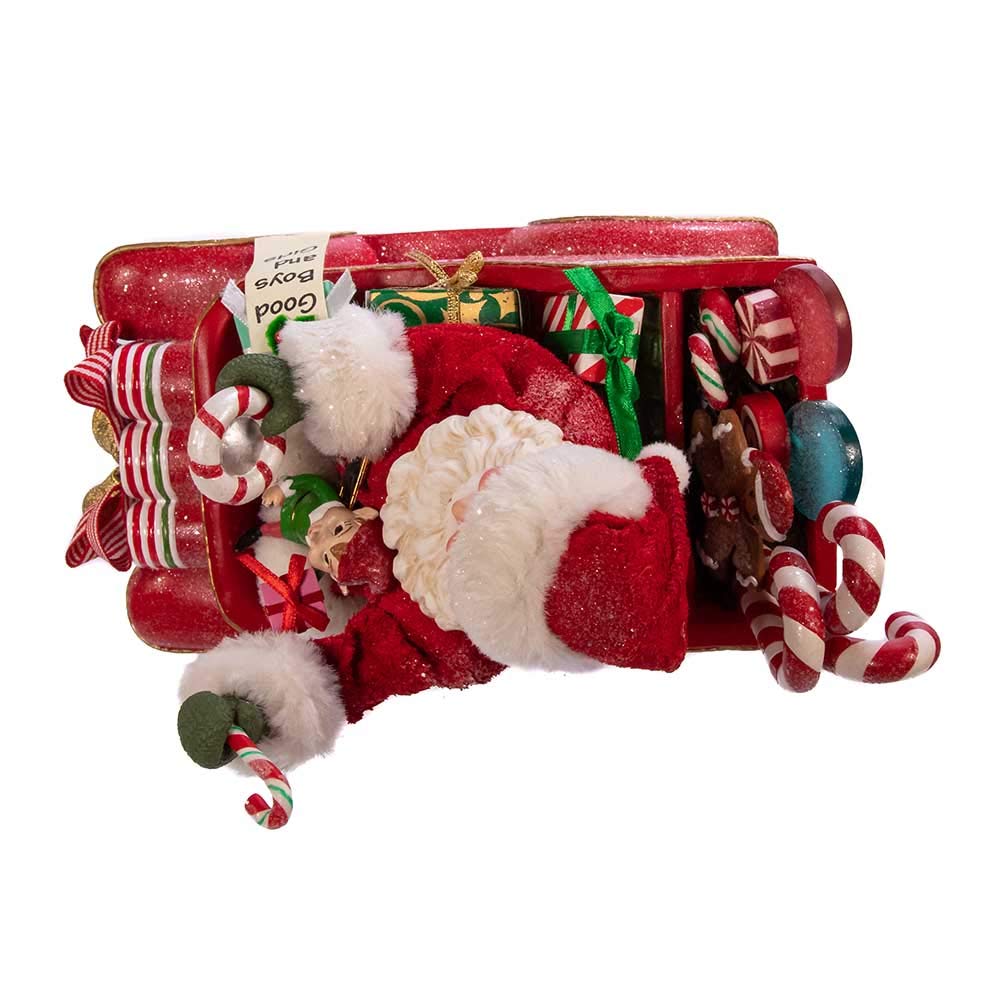 Kurt S. Adler Kurt Adler 8.5-Inch Fabrich‚ Musical Candy Car Santa, Multi