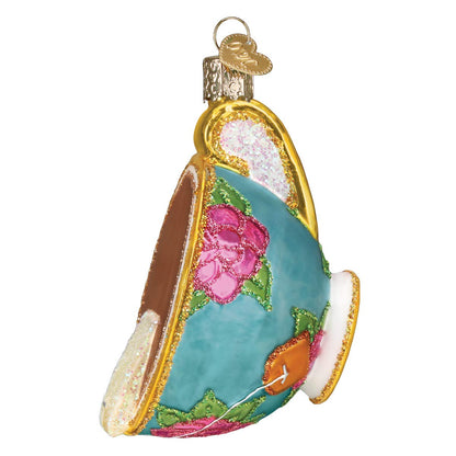 Old World Christmas Cup of Tea Glass Blown Ornament for Christmas Tree, Handcrafted Holiday Decoration, Tea Collection