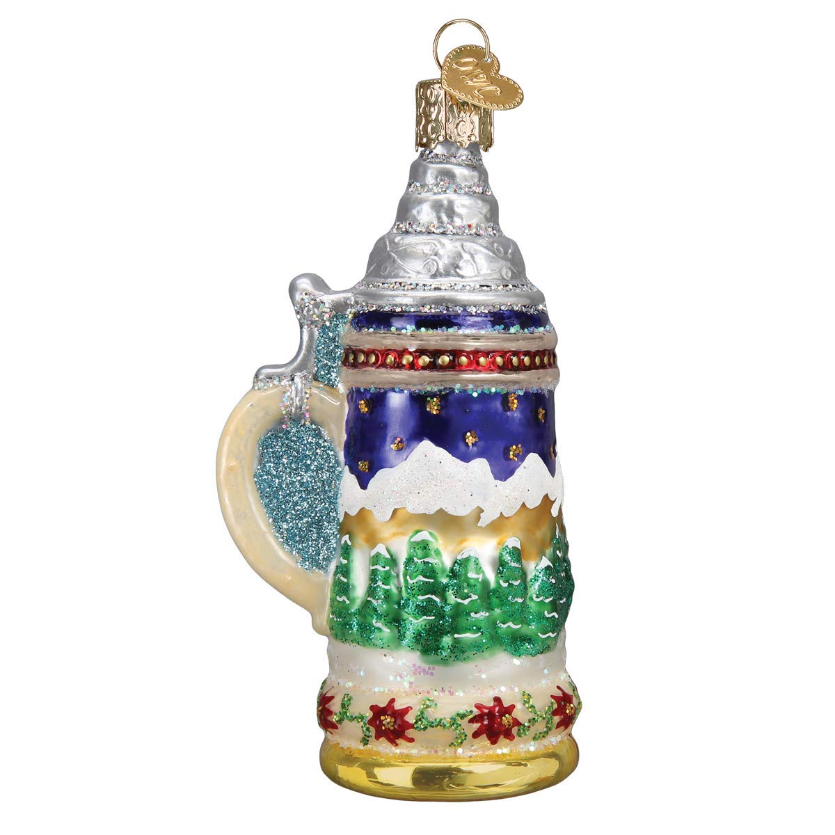 Old World Christmas German Stein Glass Blown Ornament for Christmas Tree, Handcrafted Holiday Decoration, Beer Collection